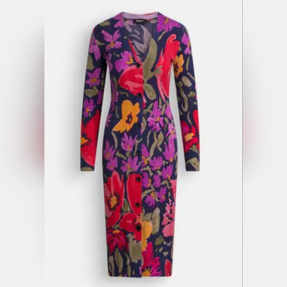 Desigual Multicolor Floral Long Sleeve Dress